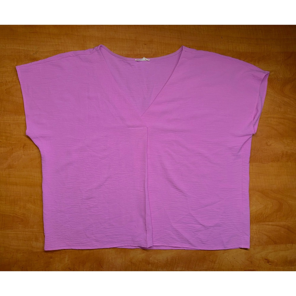 Ee:some Orchid Pink V-Neck Dolman Sleeve Blouse TG54177-1628 Textured Top Medium